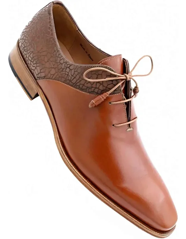 Calf-laser Print Wholecut Lace Up Shoes