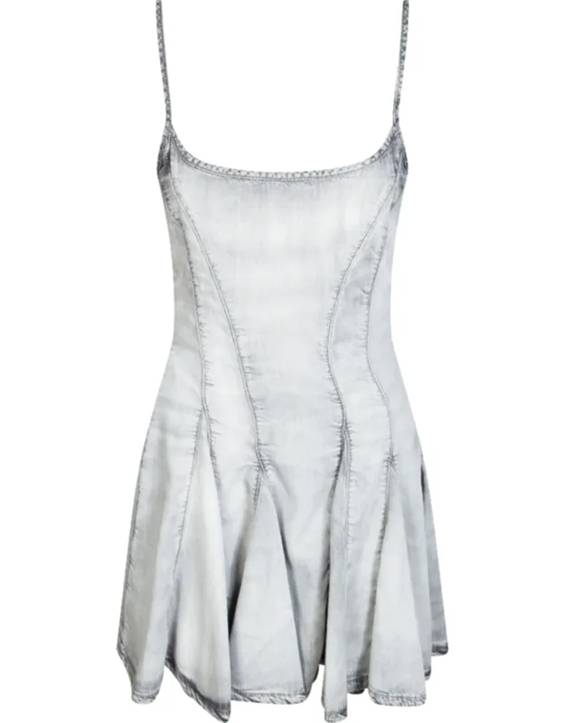 Pleated Distressed Mini Dress