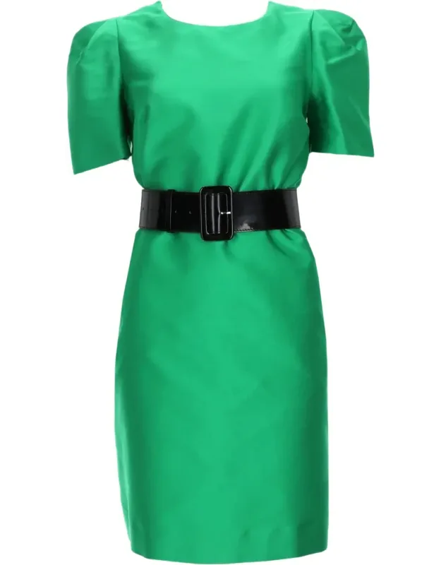 Smooth Satin Mini Dress With Wide Belt