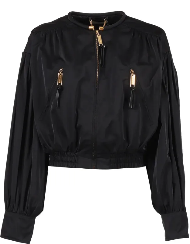 Cropped Puffed Sleeve Jacket