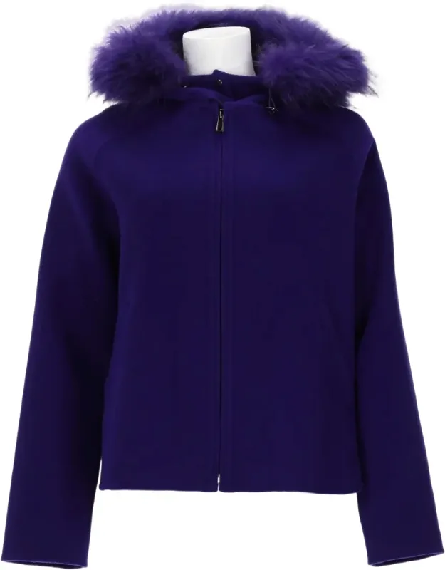 Cropped Wool Jacket With Plush Fur Trim