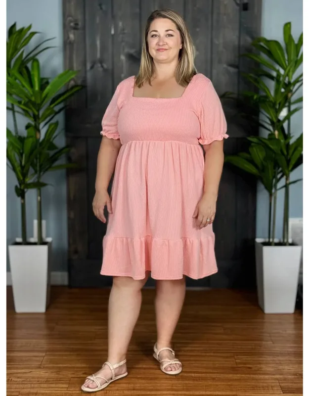 Radiantly Ribbed Babydoll Midi Dress