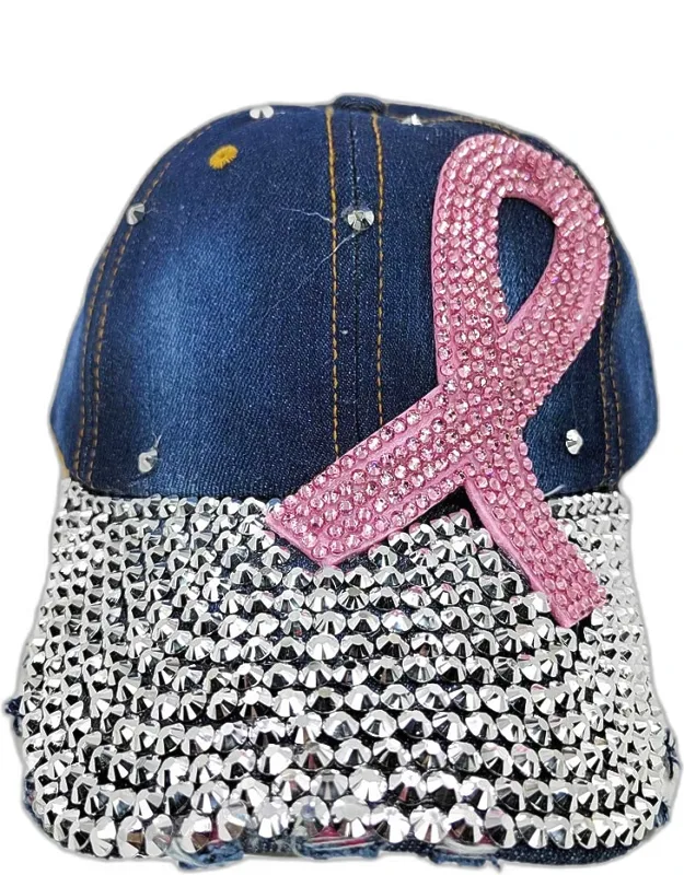 Bling Pink Ribbon Baseball Cap