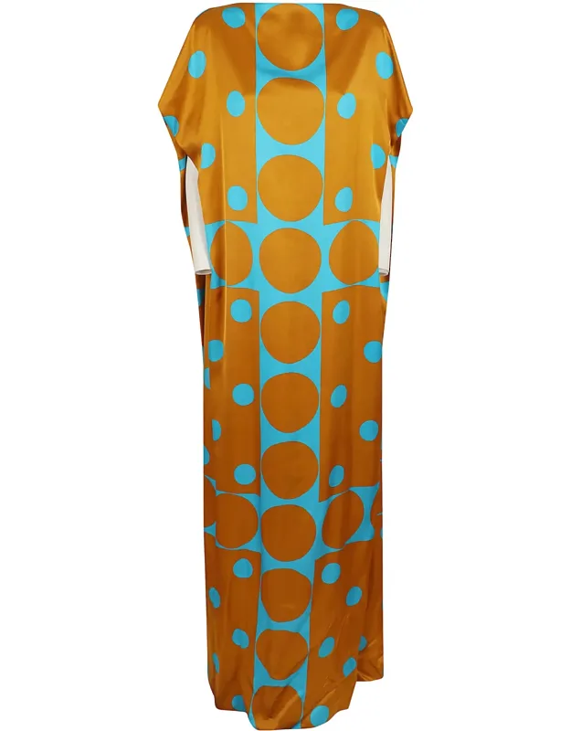 Geometric Print Satin Maxi Dress