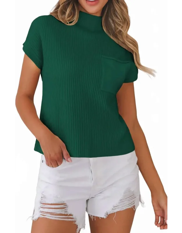 Patch Pocket Ribbed Knit Sweater