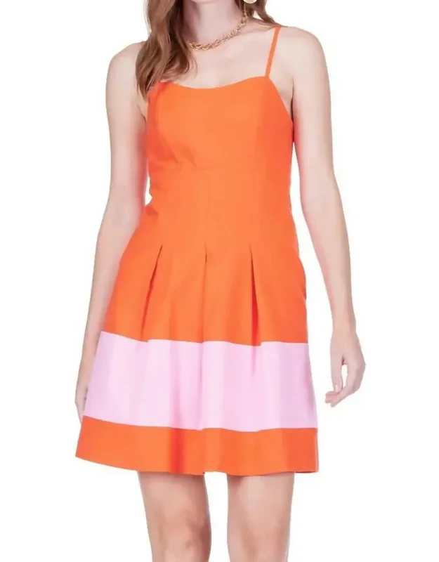 Pleated Block Sundress