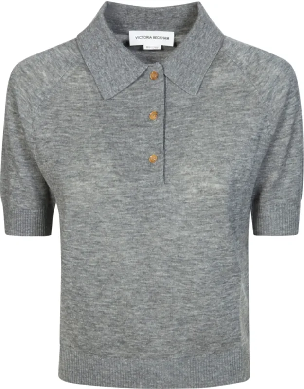 Ribbed Knit Polo Shirt