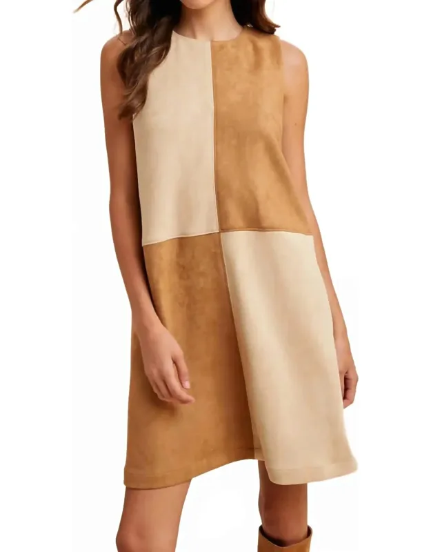 Color Block Suede Mini Dress
