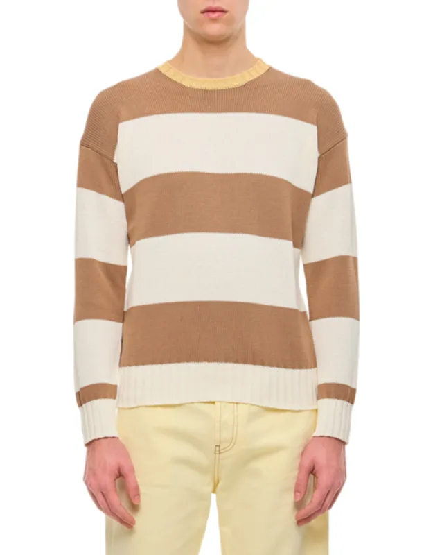 Wide Horizontal Stripe Crewneck Sweater