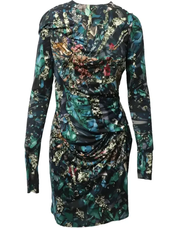 Geometric Print Ruched Dress