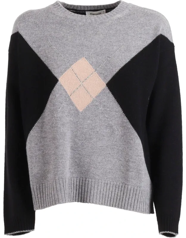 Geometric Diamond Pattern Wool Sweater