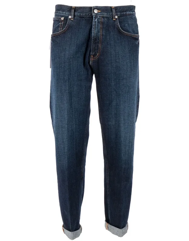 Straight Leg Cuffed Jeans