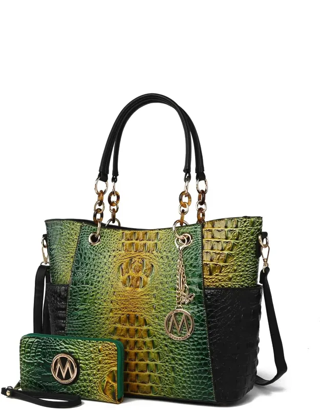 Bonita Croco Tote Bag & Wallet Set