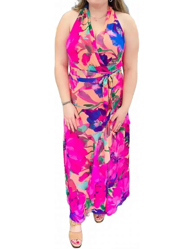 Halter Maxi Dress With Sash Belt