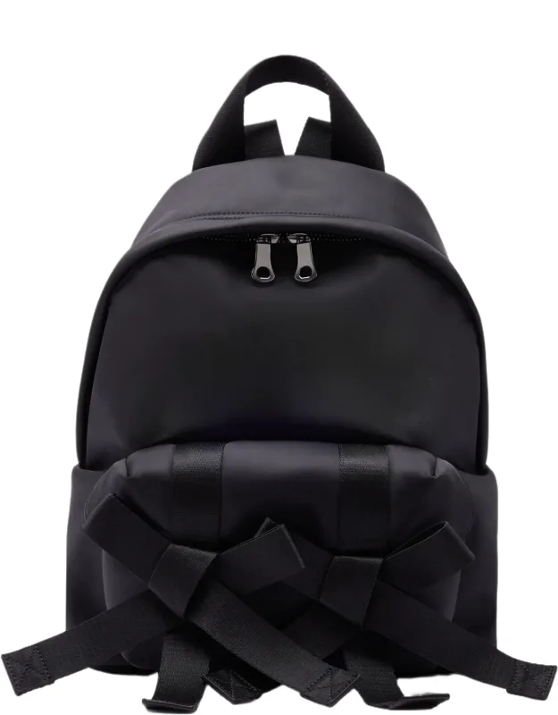 Compact Bow Front Backpack With Pearl Embellishments