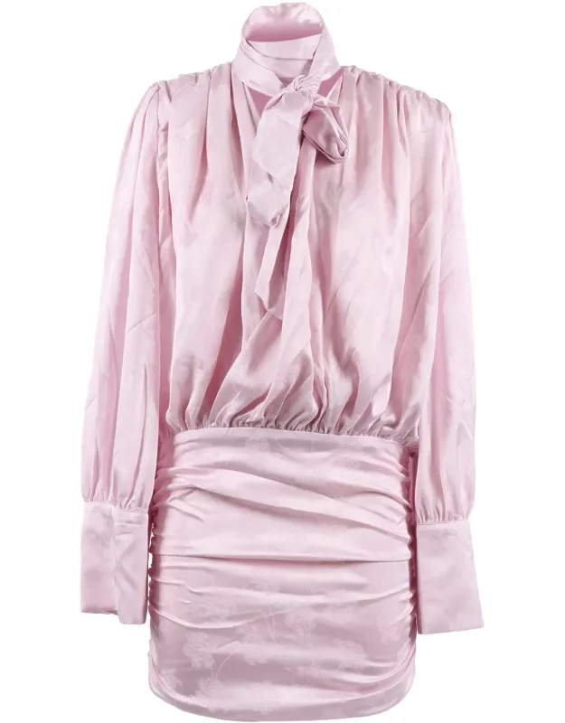 Bow Gathered Mini Dress