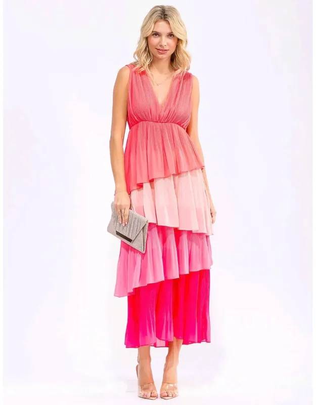 Tiered Colorblock Maxi Dress