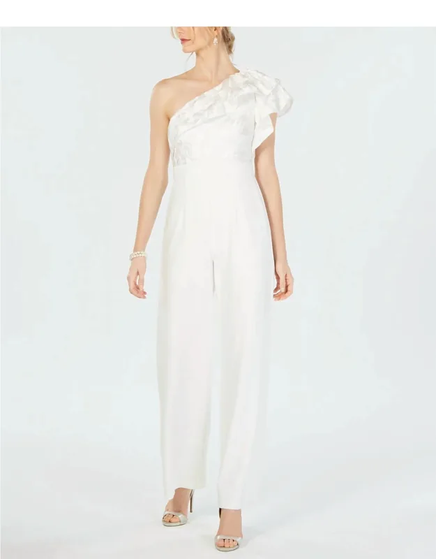Ruffle Detail One Shoulder Jumpsuit