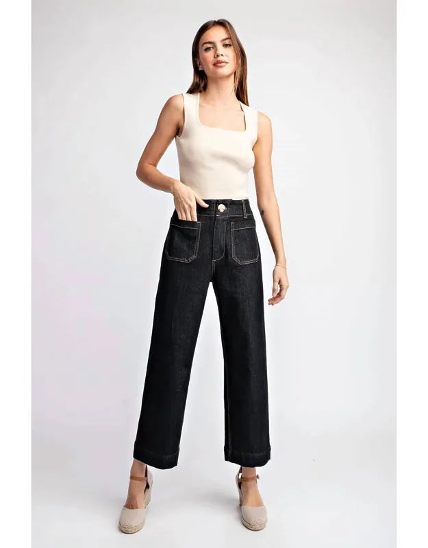 Cropped Denim Pants