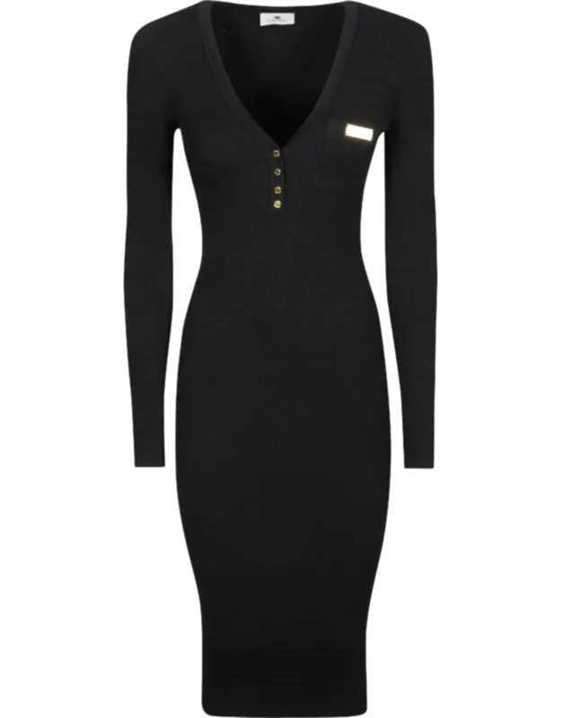 Knee-length Fitted Knit Dress