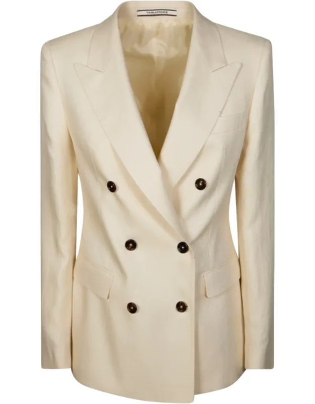 Structured Double Breasted Linen Blazer