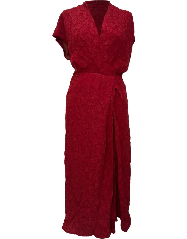Cloqué Wrap-effect Midi Dress