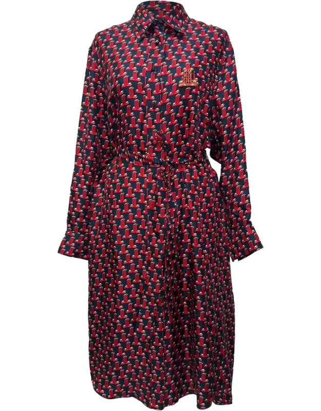 Embellished Printed Midi Shirt Dress