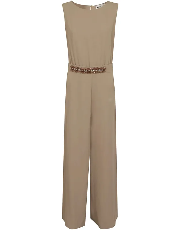 Floral Applique Jumpsuit With Keyhole Back