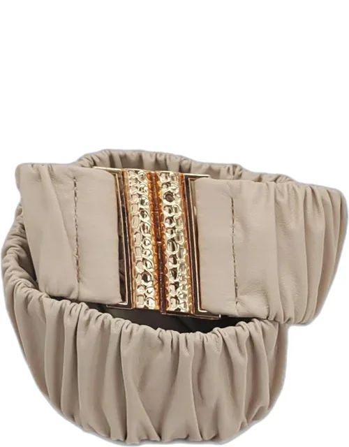 Pleated Faux Leather Scrunch Stretch Elastic Belt