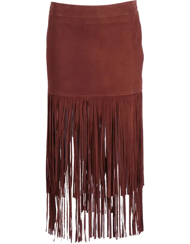 Fringe Goat Leather Mini Skirt