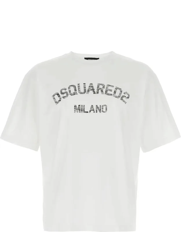 Dsquared² Cotton T-shirt With Unique Front Print, Loose-fit Design