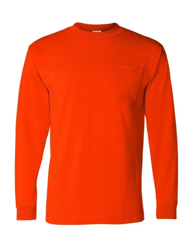 Usa-made 50/50 Long Sleeve Pocket T-shirt