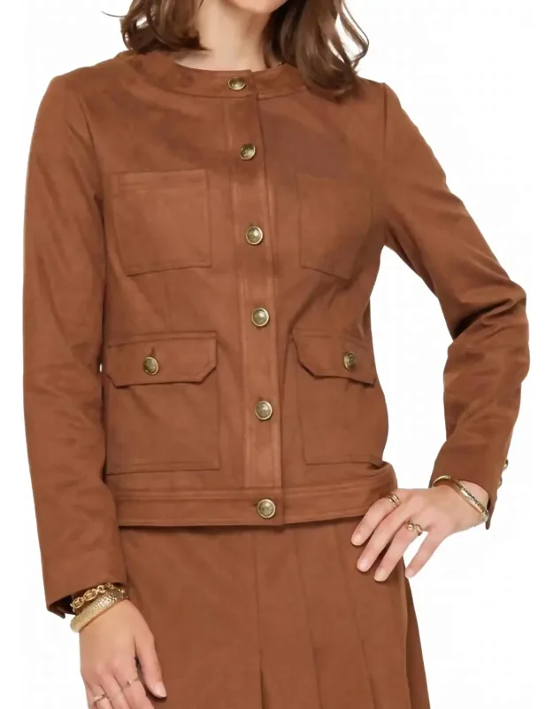 Faux Suede Utility Jacket