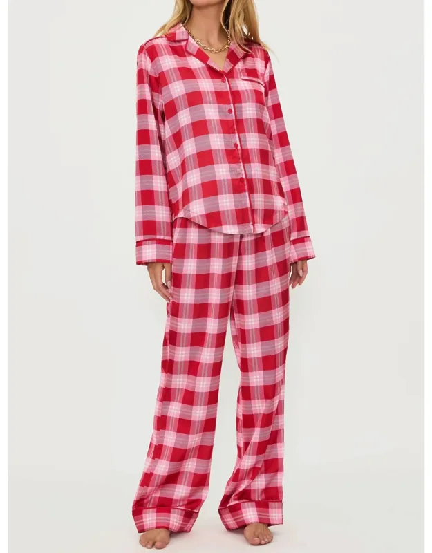 Pajama Set In Candy Cane Plaid