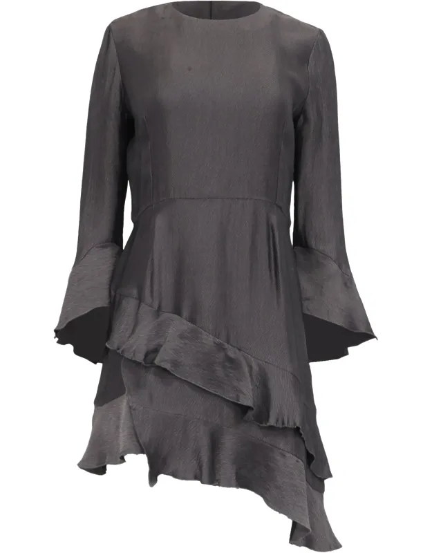 Asymmetric Ruffled Mini Dress