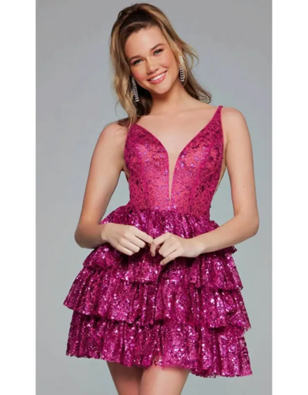 Plunging Embellished Cocktail Dress