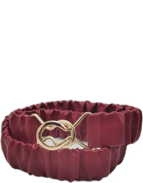 Pleated Faux Leather Scrunch Stretch Elastic Belt