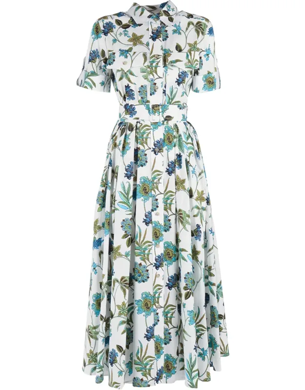 Floral Print Pleated Midi Dress