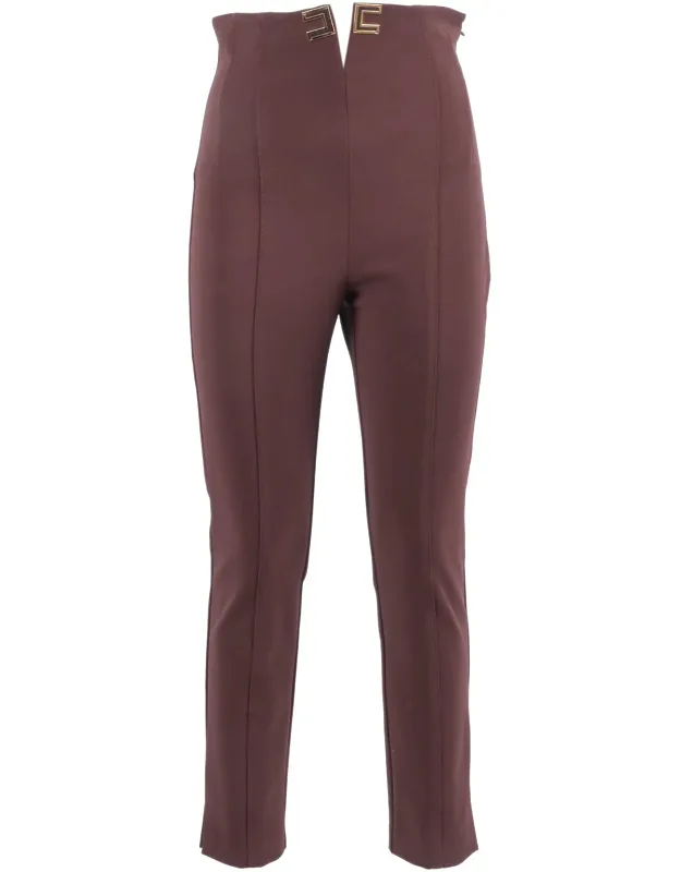 High Waist V Notch Straight-leg Pants