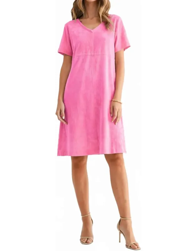 Suede V-neck Dress