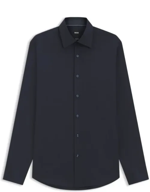 Regular-fit Shirt In Easy-iron Stretch Cotton With Softening Treatment