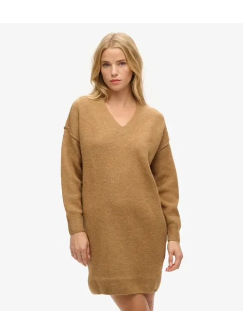 V Neck Knit Jumper Dress