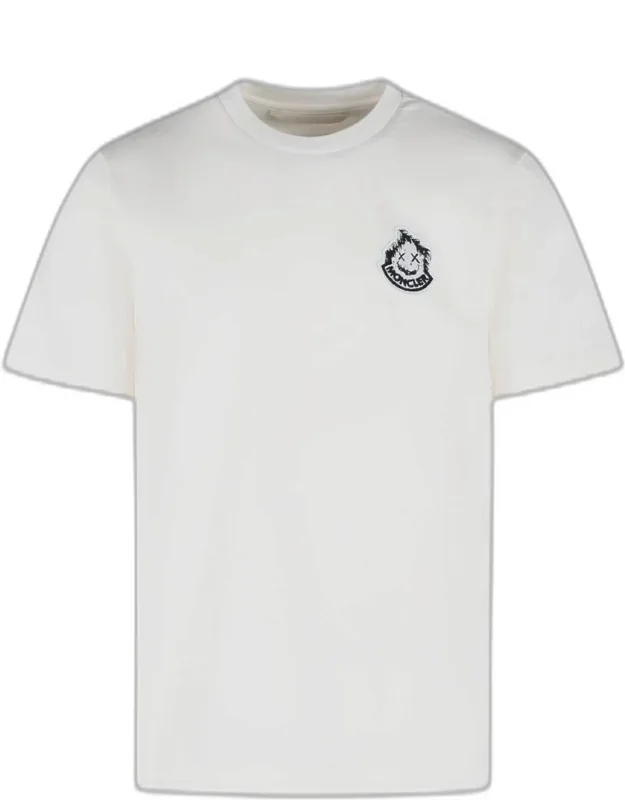 T-shirt With Ribbed Crew Neck And Contrast Logo Patch