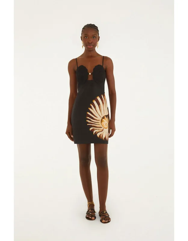 Ammonite Shell Bodice Cut-out Mini Dress