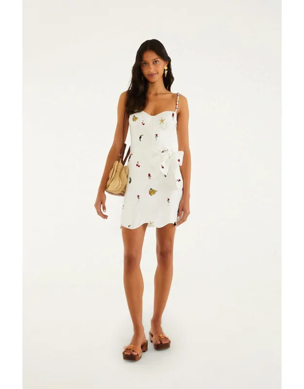Embroidered Beaded Mini Dress