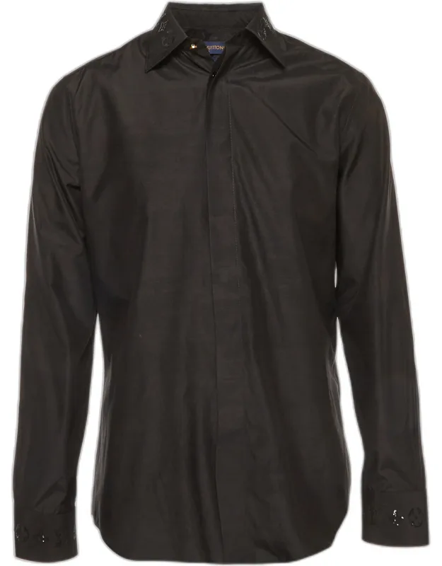 Logo Sequin Embroidered Poplin Long Sleeve Shirt