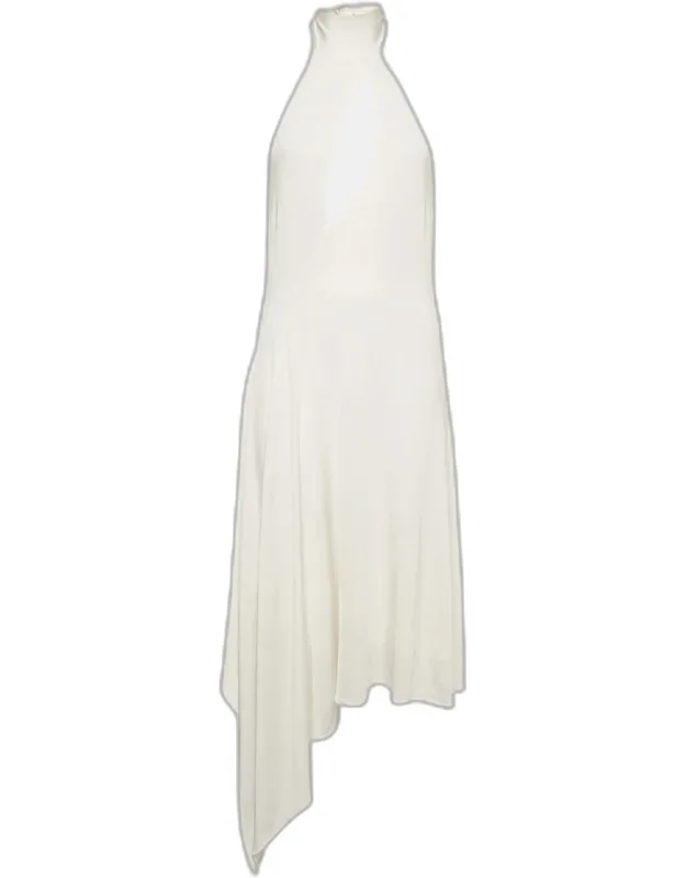 Draped Jersey Asymmetric Midi Dress