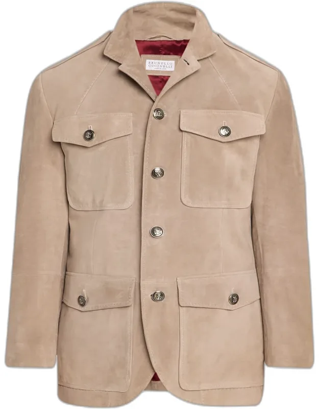 Suede Four-pocket Safari Jacket