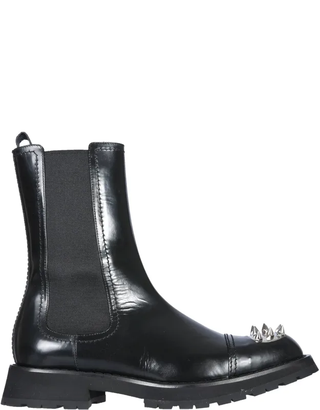 Studded Boot With Rubber Midsole And Elastic Side Inserts