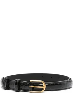 Crocodile-embossed Leather Belt